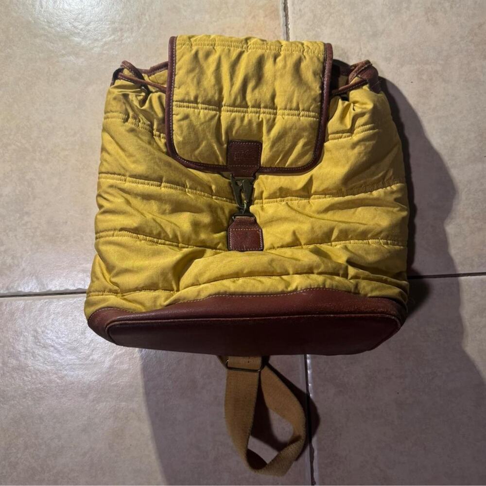 Vintage 80s 90s ginkgo yellow backpack Medium Size Bag